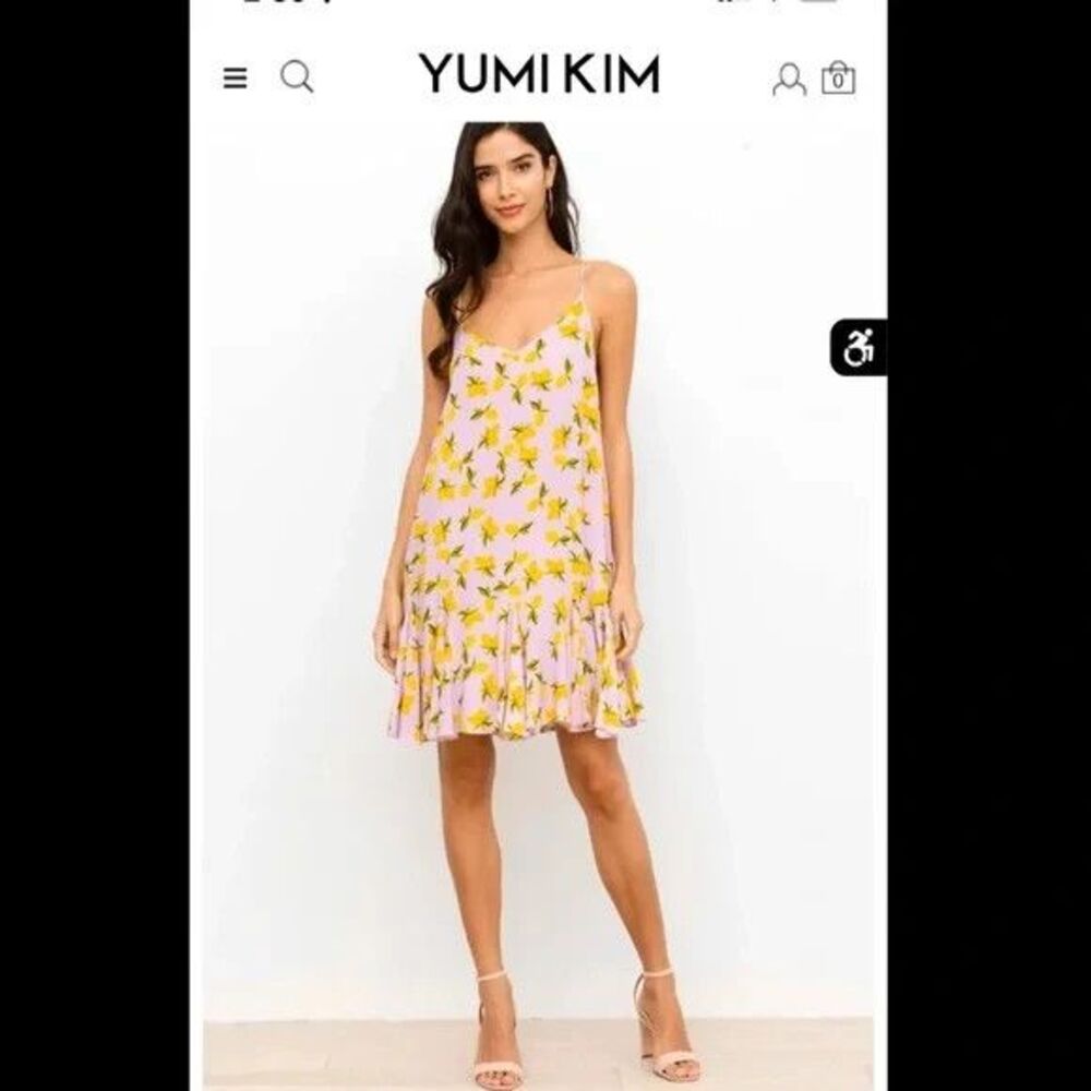 All-Over-Fruit Euro Summer Boho Chic Yumi Kim Lemon Lavender Destiny Dress M